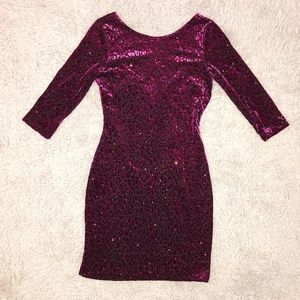 SEXY FITTED VELVET LEOPARD BURGUNDY PARTY DRESS